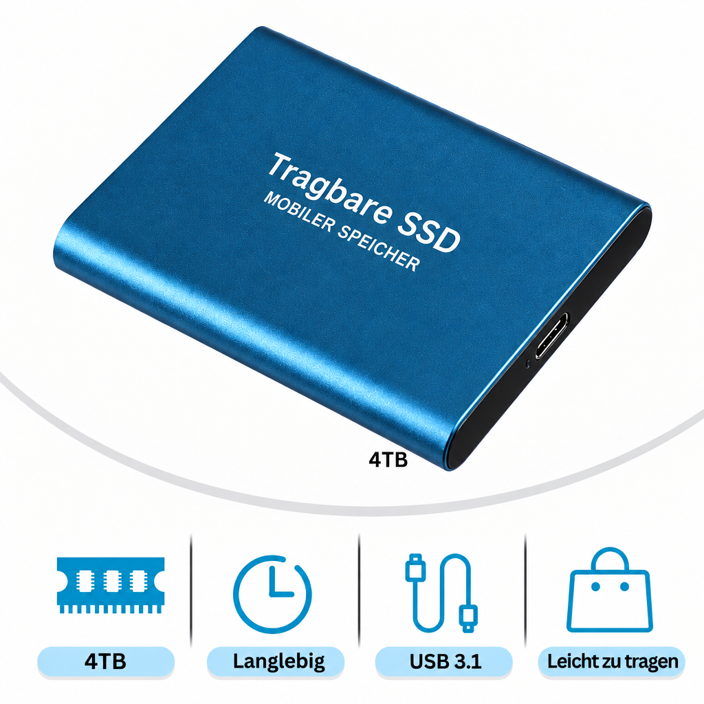 Wytrzymały zewnętrzny dysk SSD 30 TB do dużych plików