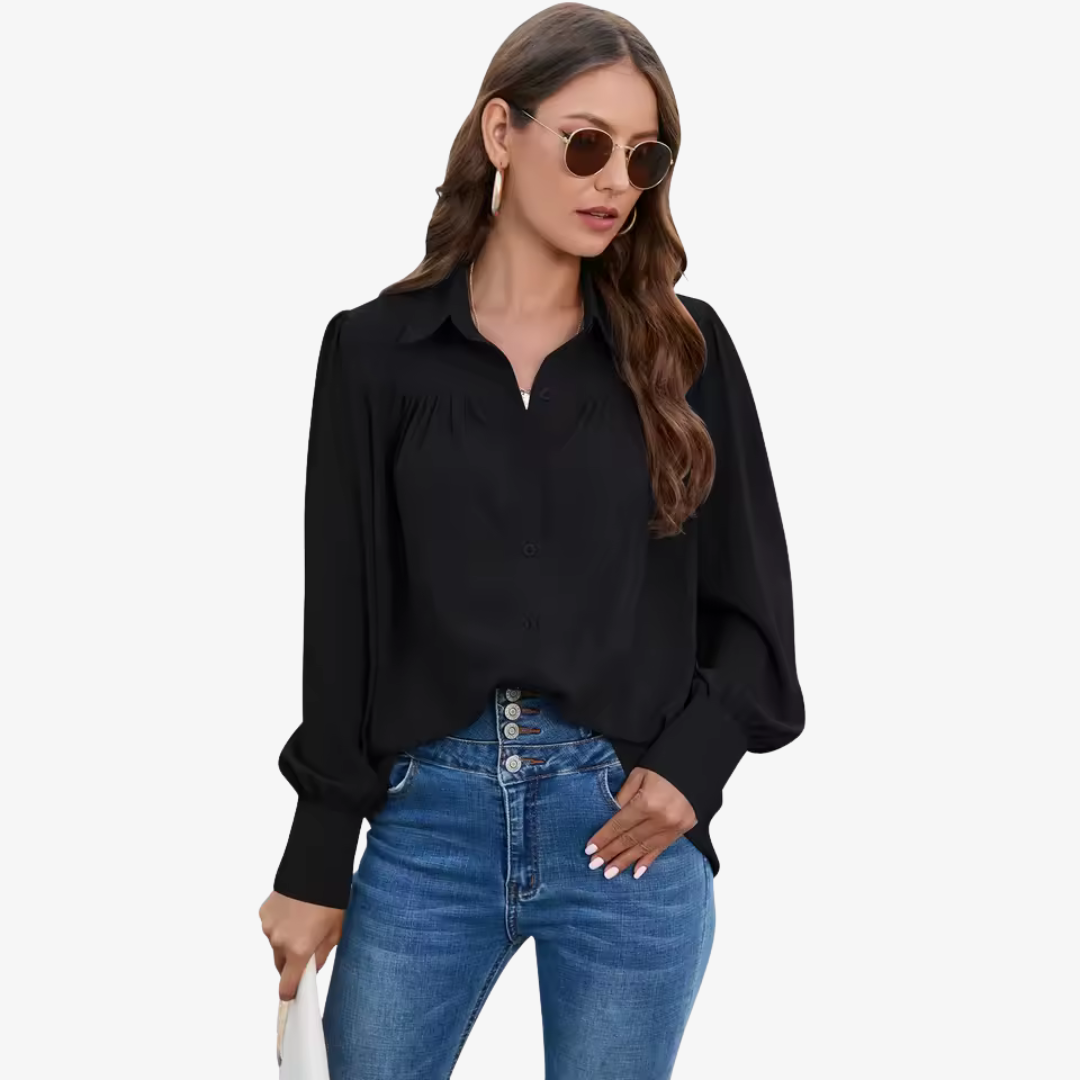 Elegancka bluzka chiffon z lampionowymi rękawami