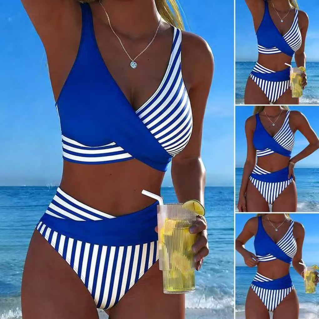 Womens Color-Block Casual Bikini Set