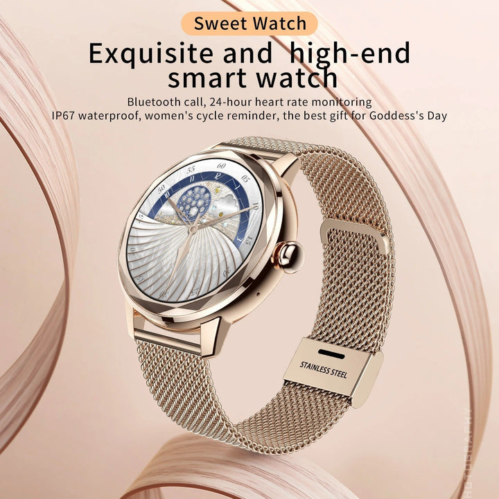 Smartwatch damski Smart Gold – luksusowy zegarek sportowy ze stali nierdzewnej