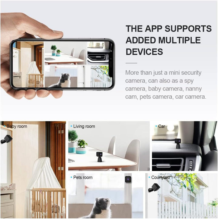 Mini kamera bezpieczeństwa 4K z Wi-Fi, ukryta kamera wewnętrzna z noktowizorem