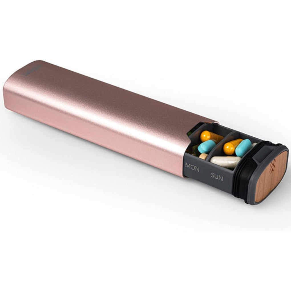 7-dniowa skrzynka na leki – stylowy aluminiowy i drewniany organizer
