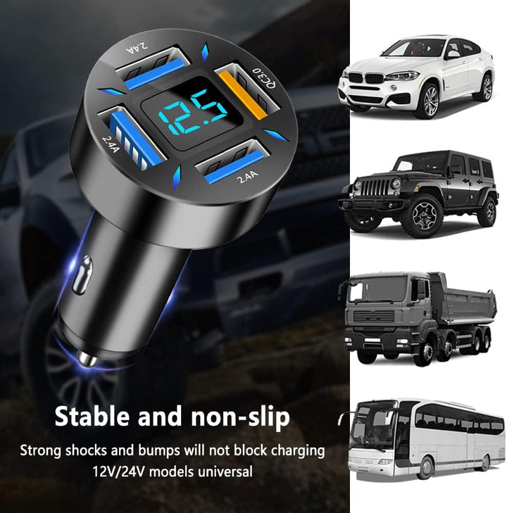 Ładowarka samochodowa 66W Super Szybkie Ładowanie z USB PD i QC 3.0 – uniwersalna do gniazda zapalniczki 12-24V