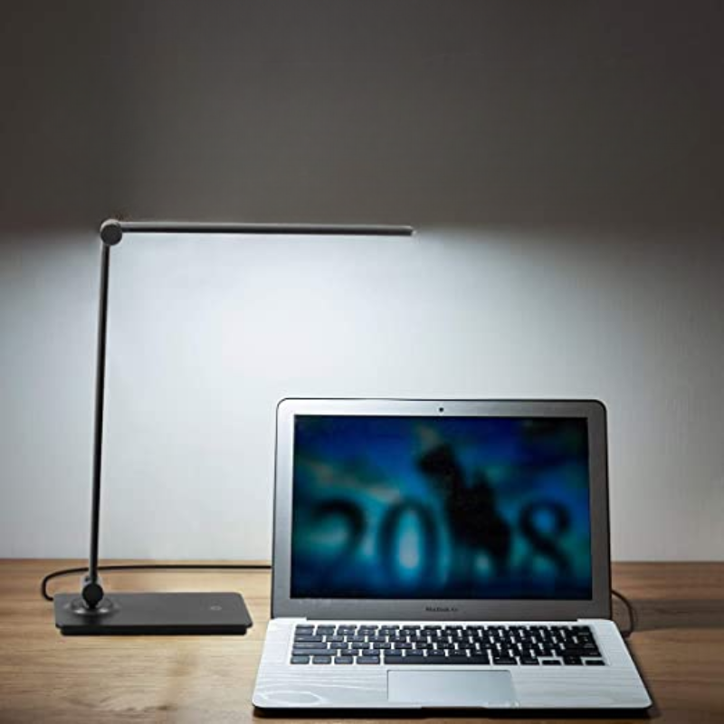 Lampka biurkowa LED, lampka biurkowa z dotykowym sterowaniem i 3 poziomami jasności, ściemnialna lampa biurowa z regulowanym ramieniem, składana lampa stołowa do biurka, sypialni, szafki nocnej, gabinetu