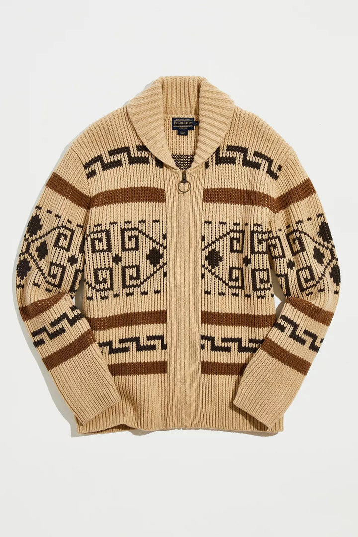 Vintage Jakardowy Sweter Męski z Zipperem - Ponadczasowy Styl Spotyka Nowoczesny Komfort