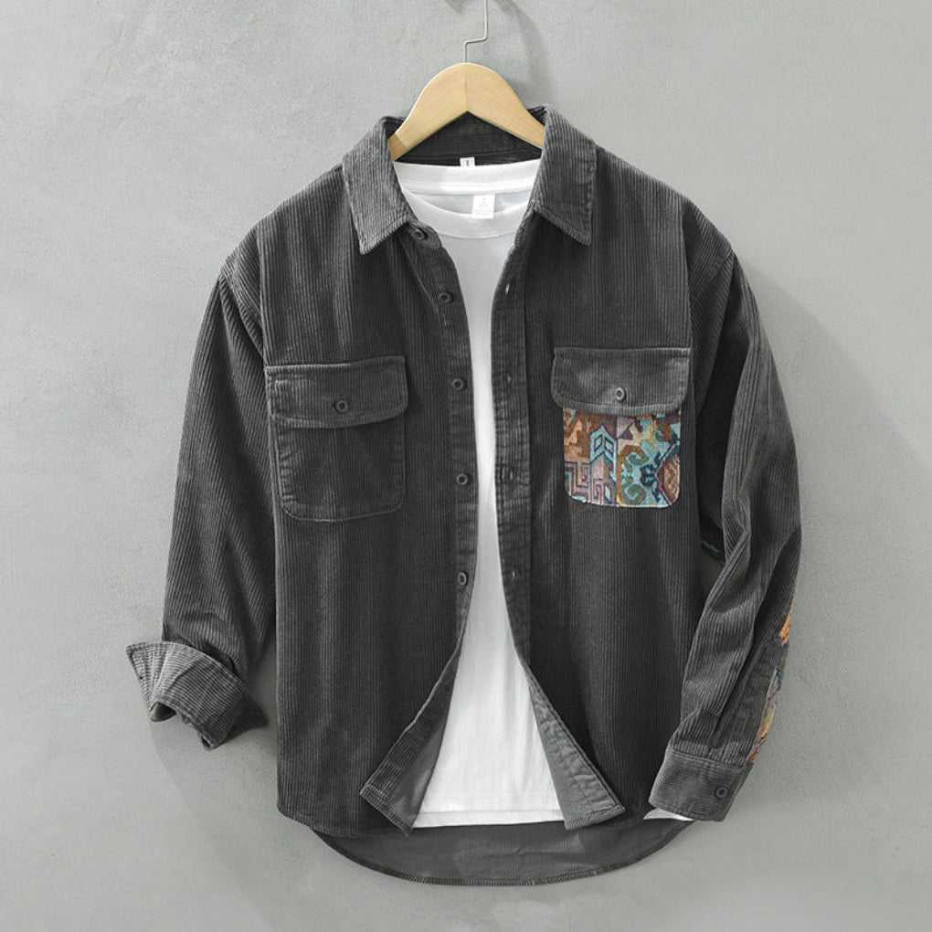 Męska Vintage Długa Koszula z Rękawem  Klasyczny Styl z Timeless Appeal