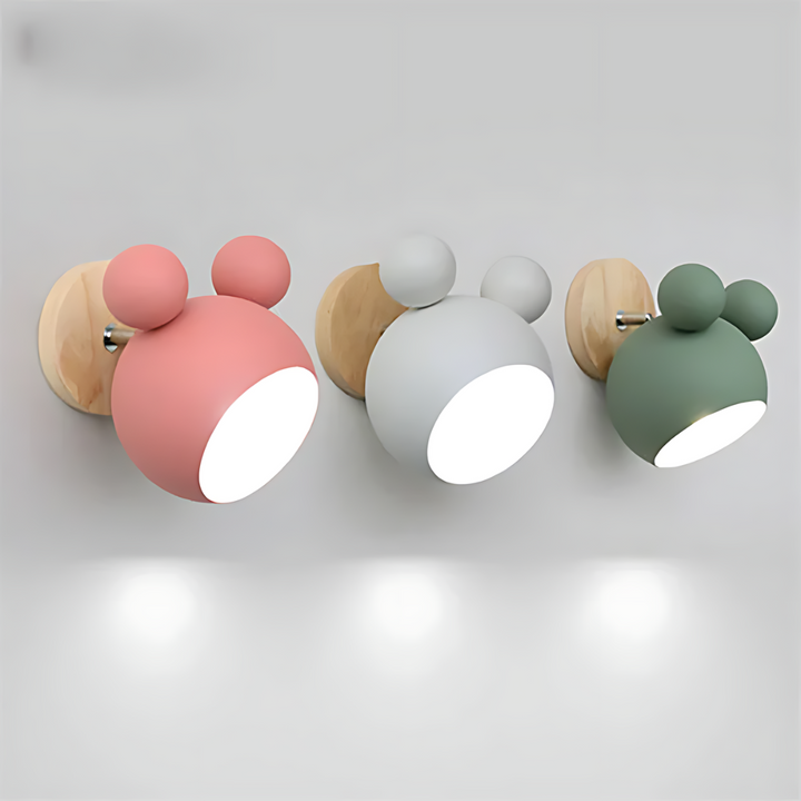 LumiMickey Kinkiet skandynawski | Urocza lampka LED w kształcie myszki do przytulnego pokoju dziecięcego i sali zabaw