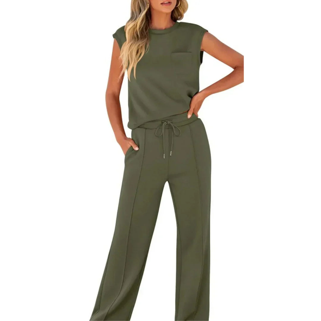 Damski zestaw oversize – casual na lato, odpowiedni do domu i na czas wolny