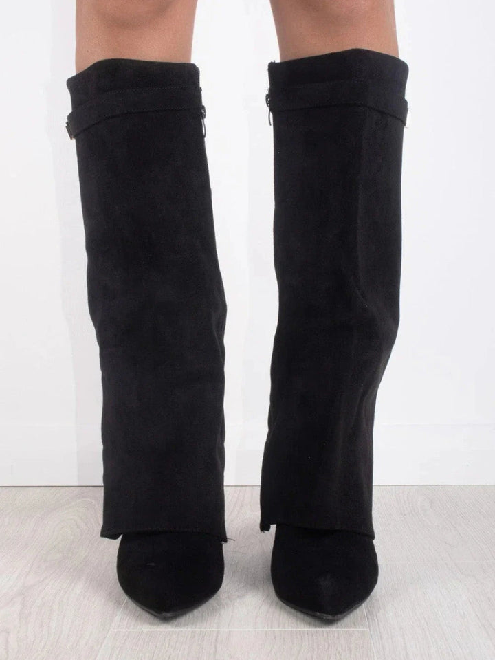 Wysokie Buty Zamszowe z Obcasem