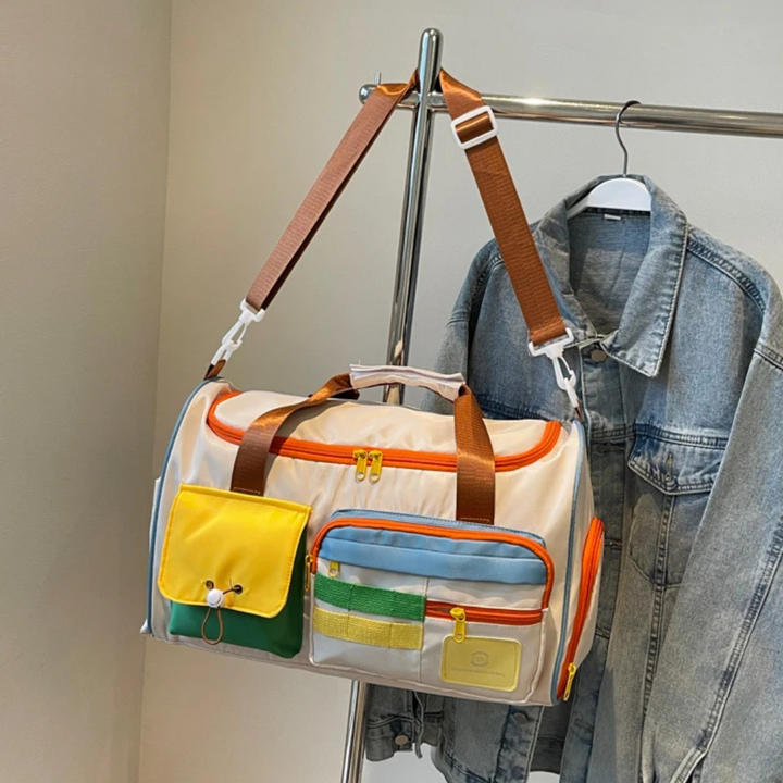 Lekka torba podróżna w kolorowe bloki - FlexaBag