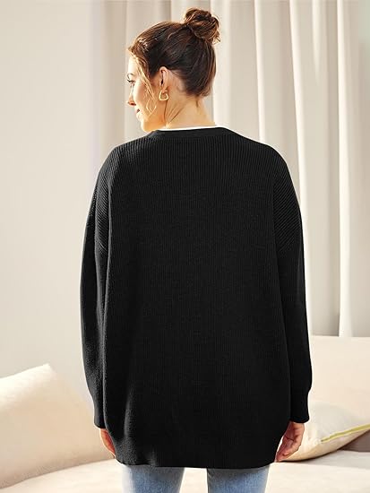 Oversized Kardigan V-Neck z Zapięciem na Guziki