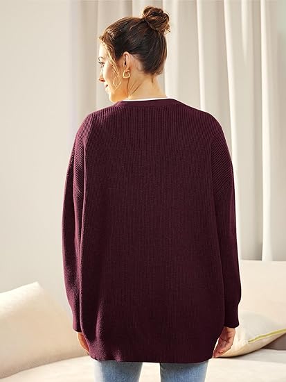 Oversized Kardigan V-Neck z Zapięciem na Guziki