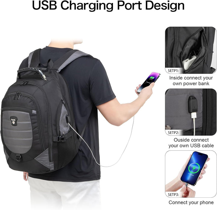 Wodoodporny, antykradzieżowy plecak na laptopa i w podróż z portem USB – 45 cm