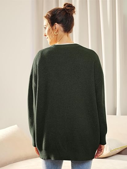 Oversized Kardigan V-Neck z Zapięciem na Guziki