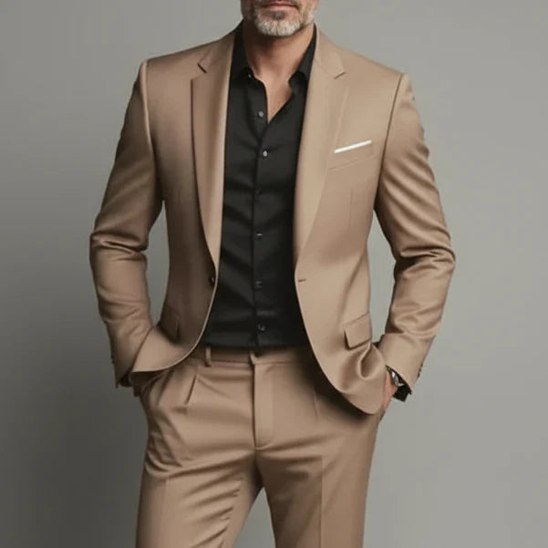 Męski garnitur slim fit – marynarka i spodnie w stylu business casual