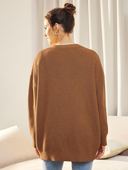 Oversized Kardigan V-Neck z Zapięciem na Guziki