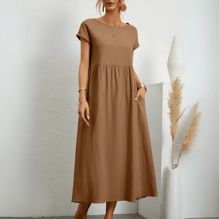 Sukienka Maxi z Vintage Bawełny i Lnu dla Kobiet