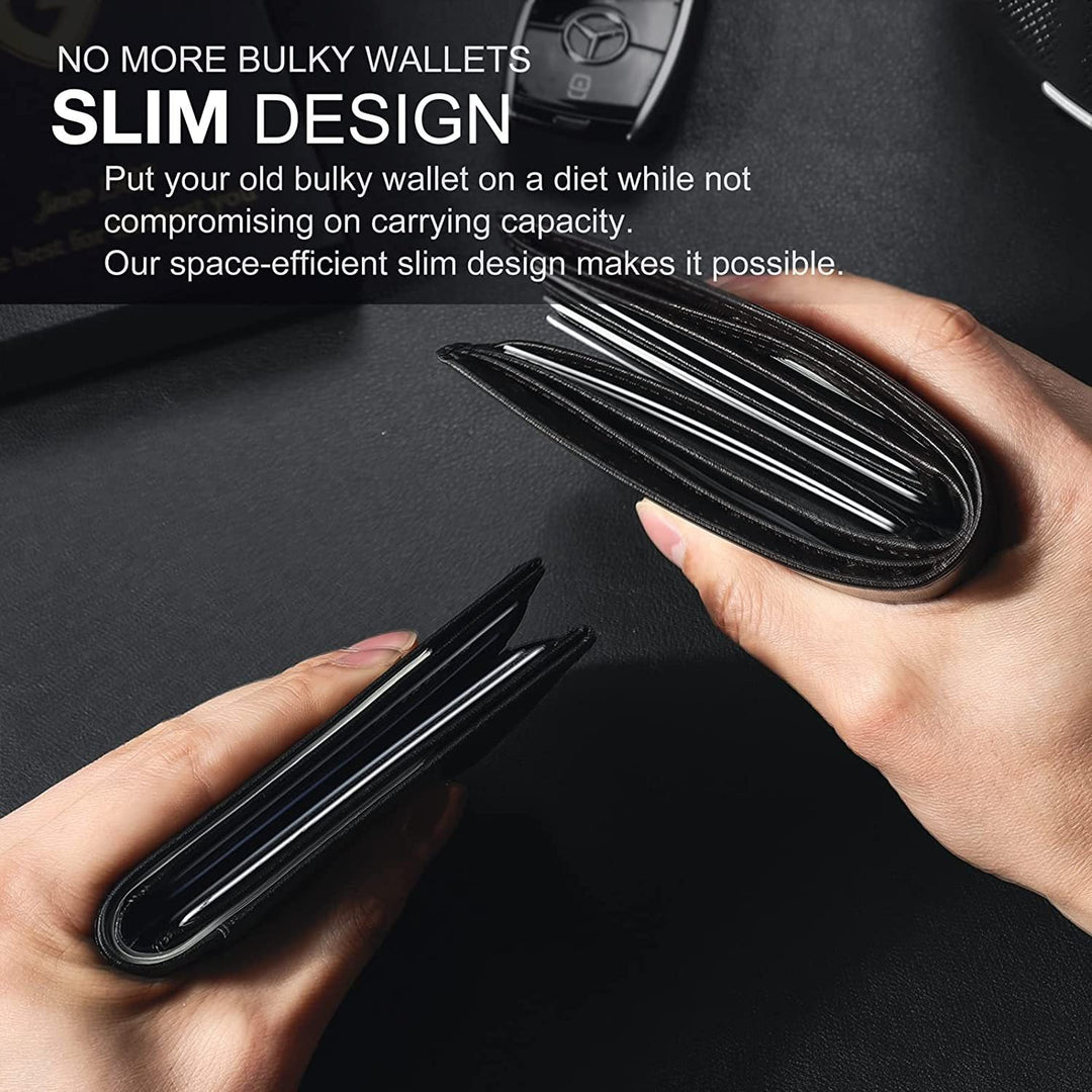 Slim portfel RFID męski | Etui na karty ze skóry | Czarny