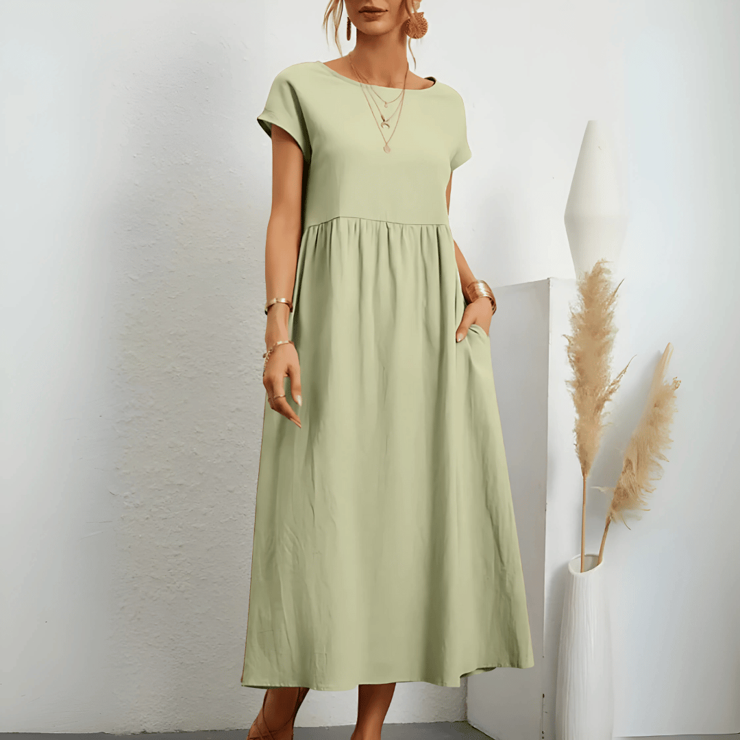 Sukienka Maxi z Vintage Bawełny i Lnu dla Kobiet