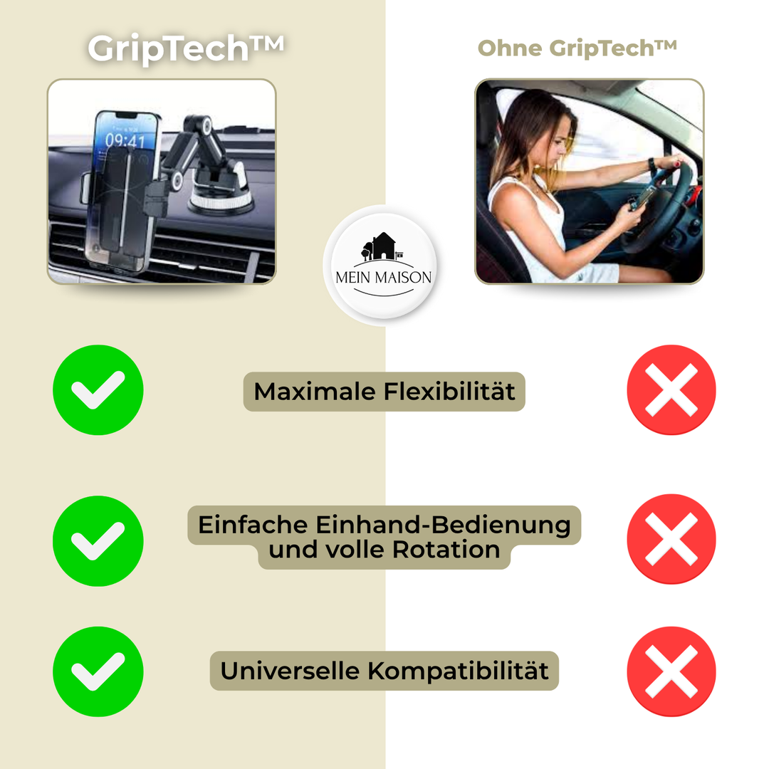 Uchwyt samochodowy na telefon GripTech | Mocna przyczepność z przyssawką | Obrót 360° | Obsługa jedną ręką