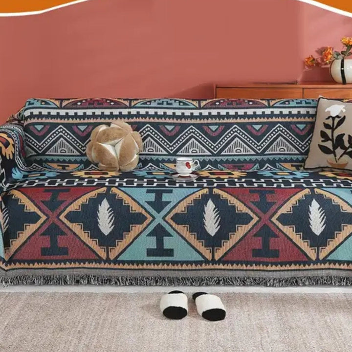 Aztecki Wzór Geometryczny Nakładka na Sofę Boho-Inspirowana Elegancją dla Twojej Przestrzeni Życiowej