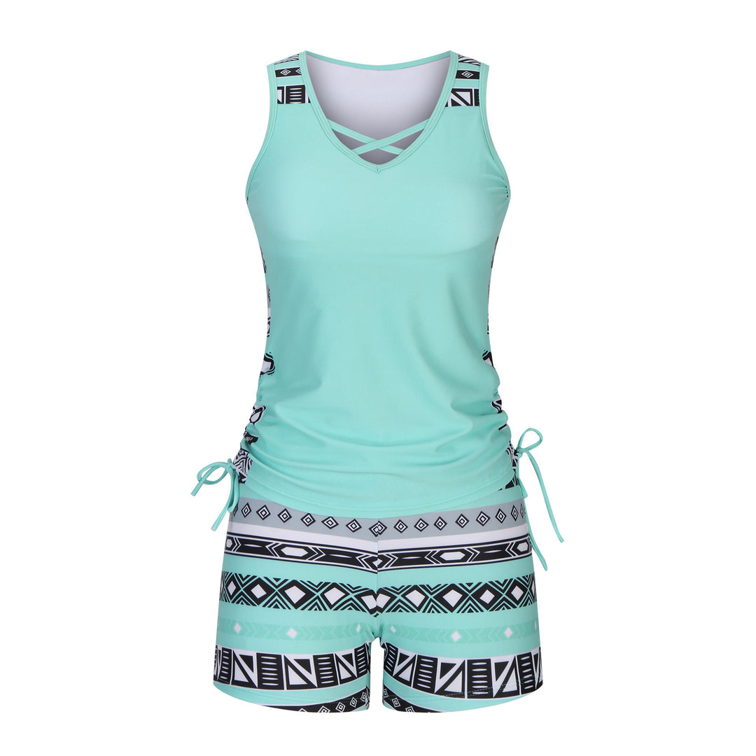 European And American Women's Seperated Swimwear High Waist Swimsuit Tied Top