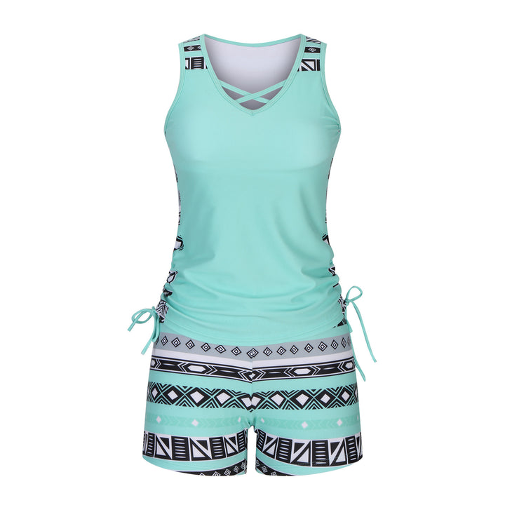 European And American Women's Seperated Swimwear High Waist Swimsuit Tied Top