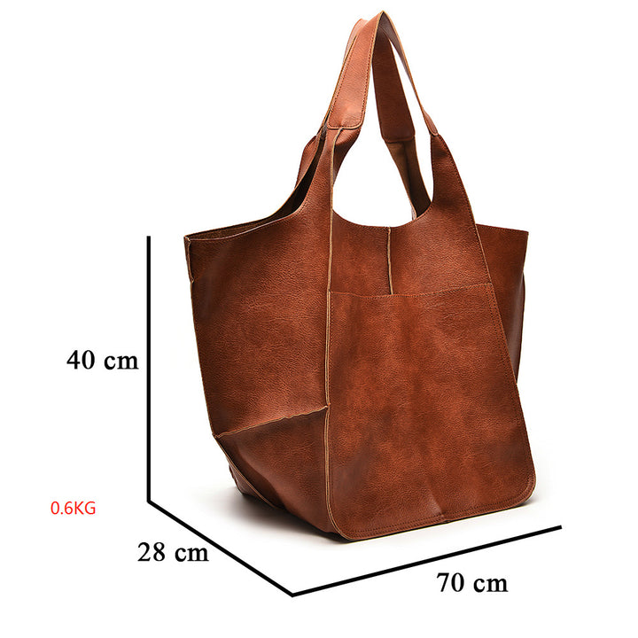 Simple Big Bag Soft Leather Large Capacity Shoulder Hand-held Tote