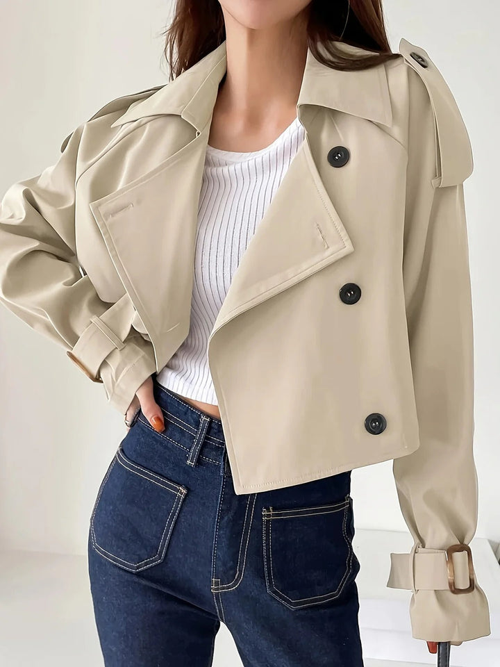 Chic Casual Short Trench Coat Bezwysiłkowy Styl na Codzienne Warstwy