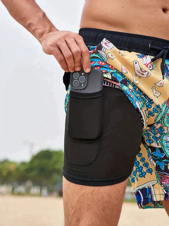 Trendy Męskie Kąpielówki z Podszewką i Kieszenią na Telefon