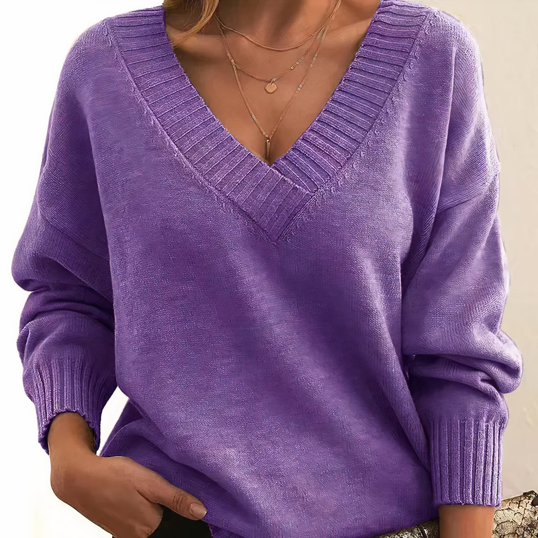 Kaszmirowy sweter damski w serek – Amira