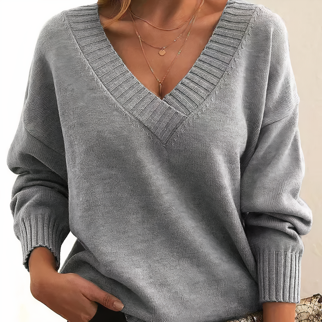 Kaszmirowy sweter damski w serek – Amira