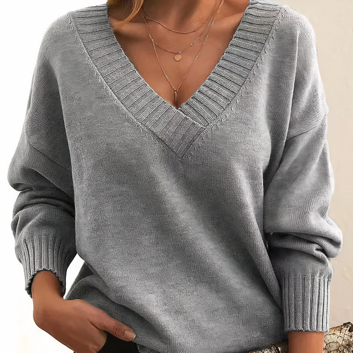 Kaszmirowy sweter damski w serek – Amira