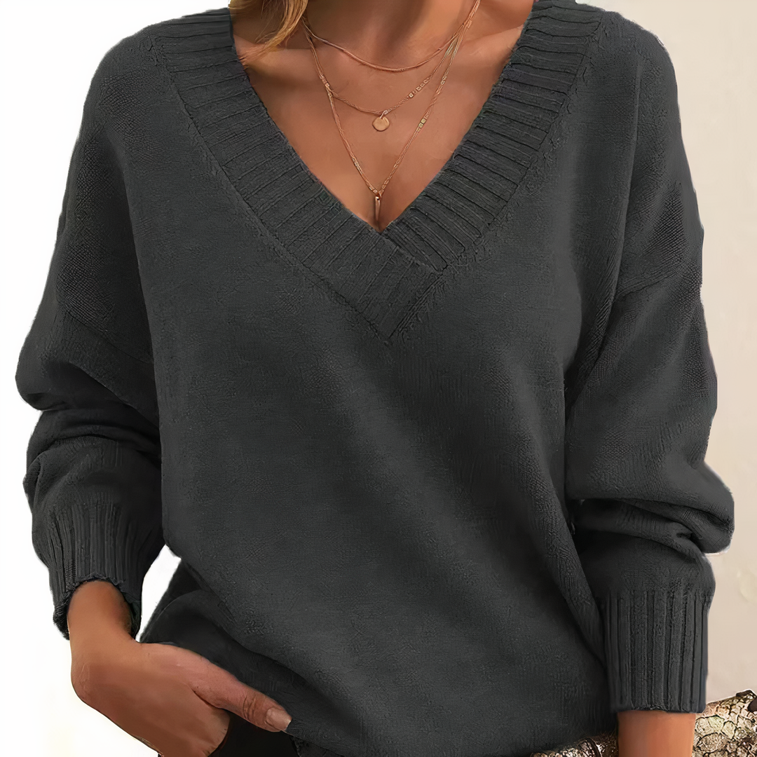 Kaszmirowy sweter damski w serek – Amira
