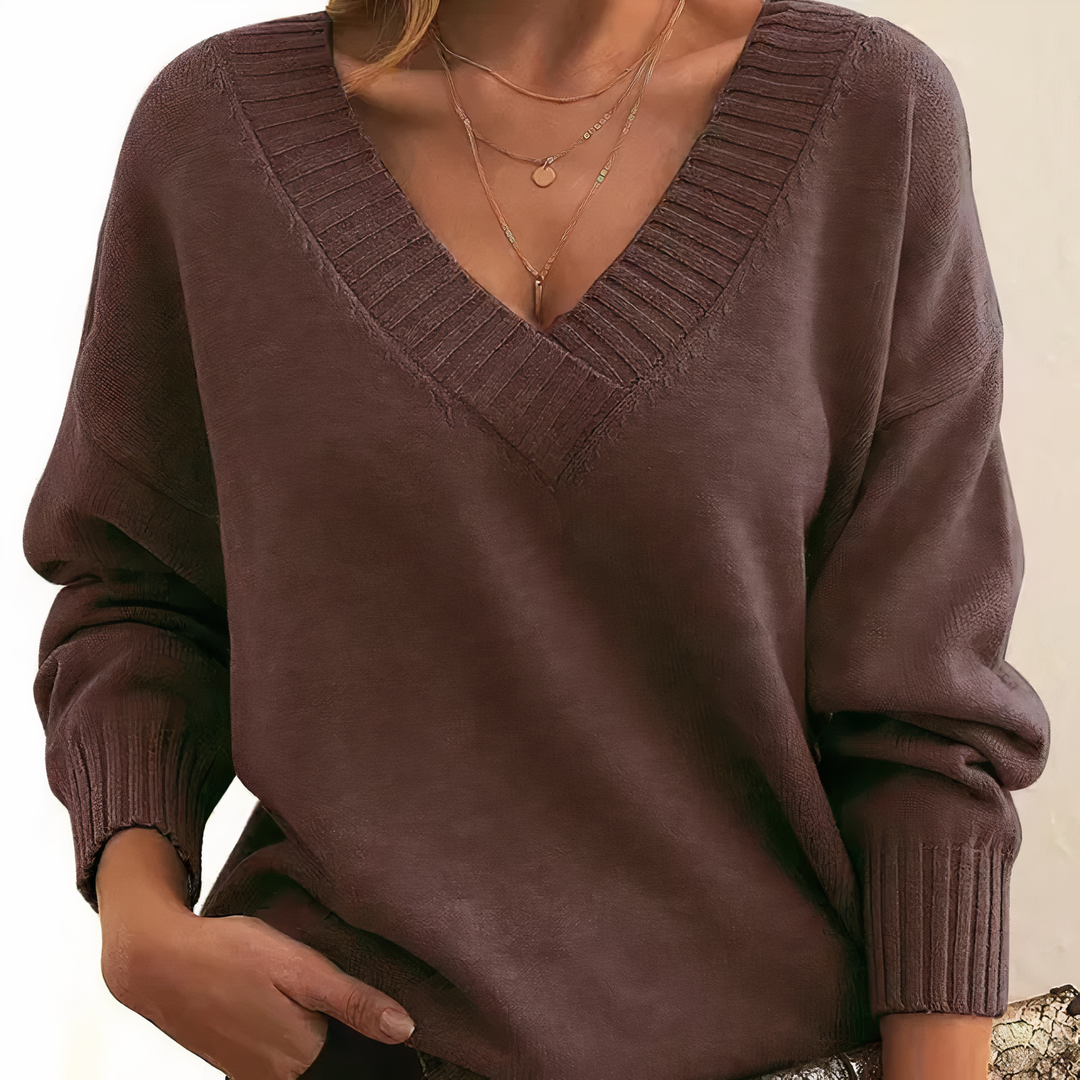 Kaszmirowy sweter damski w serek – Amira