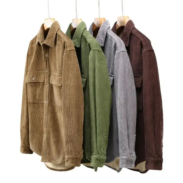 Koszula sztruksowa: Ciepła vintage casual męska koszula