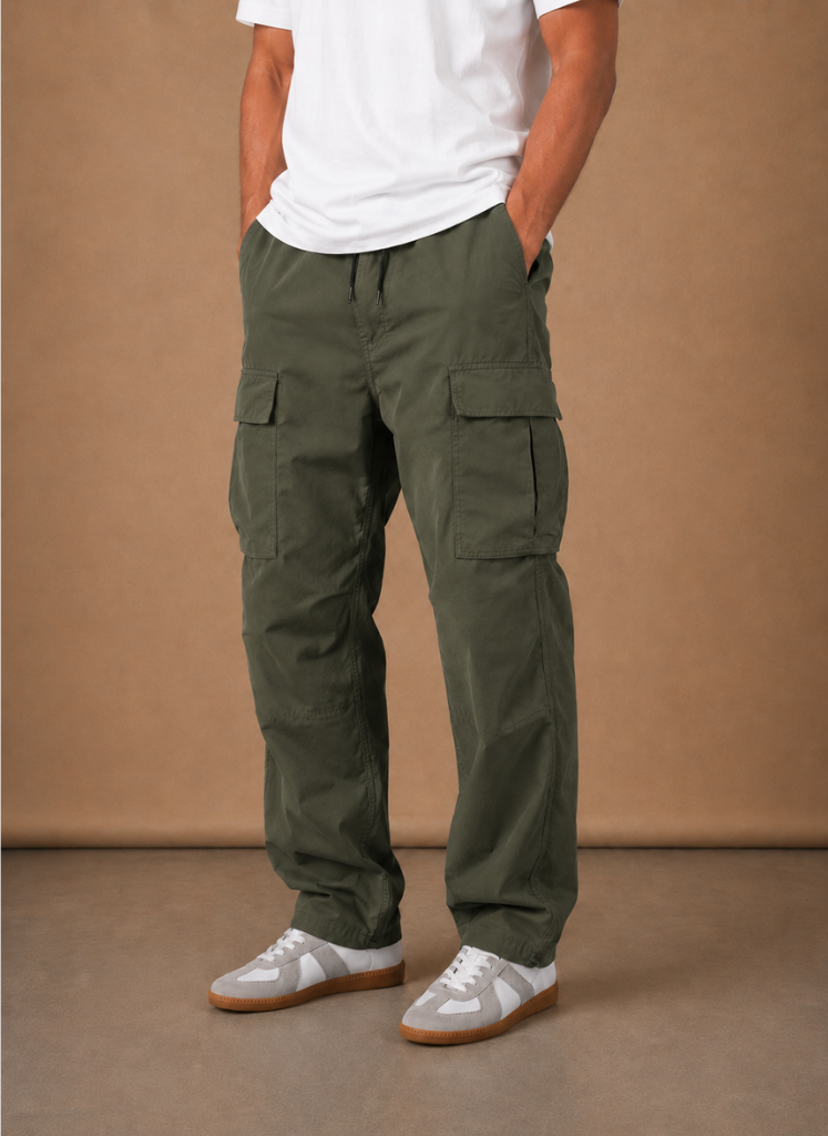 Męskie spodnie cargo relaxed fit z prostymi nogawkami