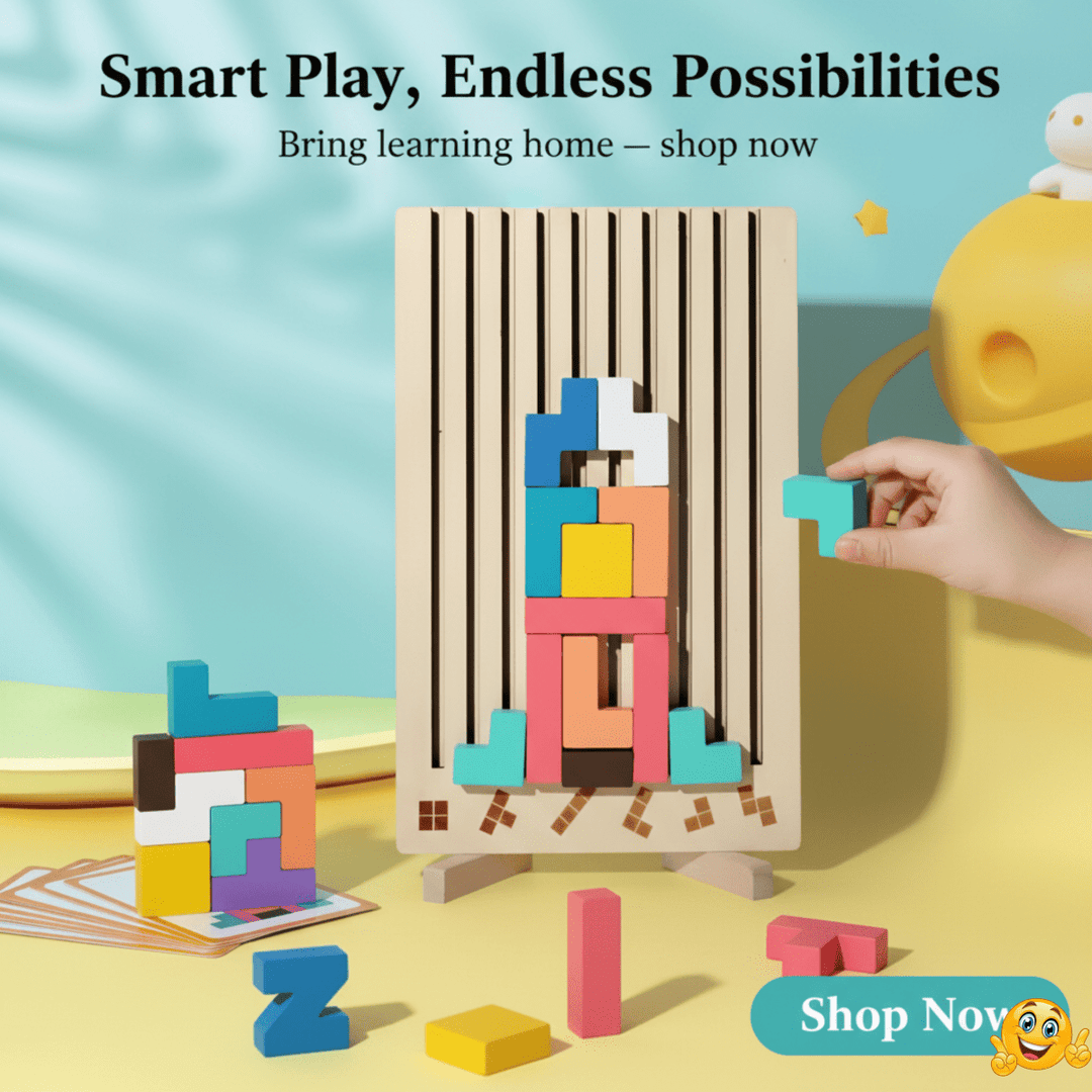 BRIQLEARN – drewniany Tetris Montessori do kreatywnego układania i treningu logicznego