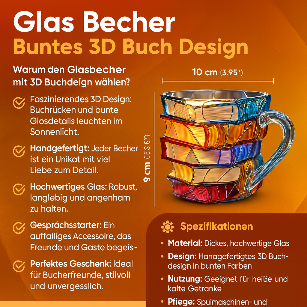Kubek | Design 3D książka | Wykonany ręcznie i kolorowy | Do kawy i herbaty | BookLume