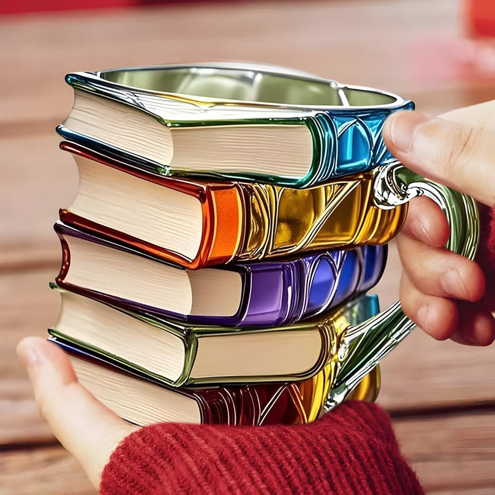 Kubek | Design 3D książka | Wykonany ręcznie i kolorowy | Do kawy i herbaty | BookLume