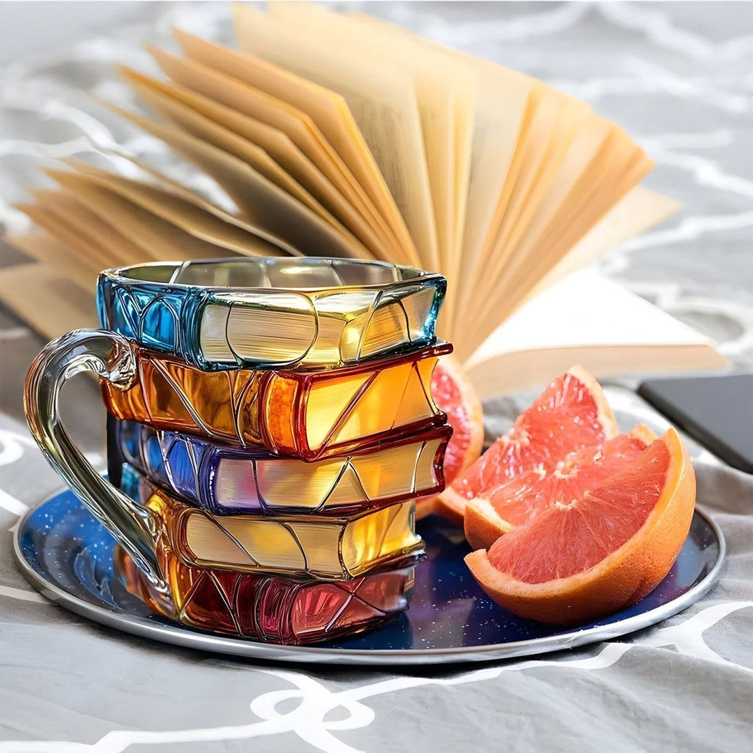 Kubek | Design 3D książka | Wykonany ręcznie i kolorowy | Do kawy i herbaty | BookLume