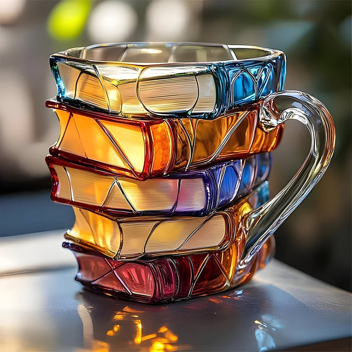 Kubek | Design 3D książka | Wykonany ręcznie i kolorowy | Do kawy i herbaty | BookLume