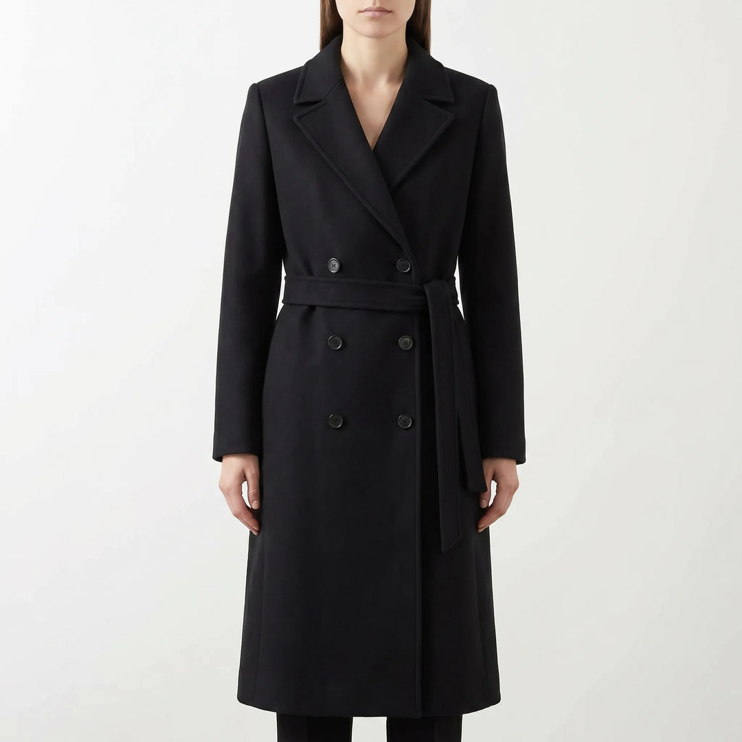 BeltrovaDouble-Breasted Belted Long Coat