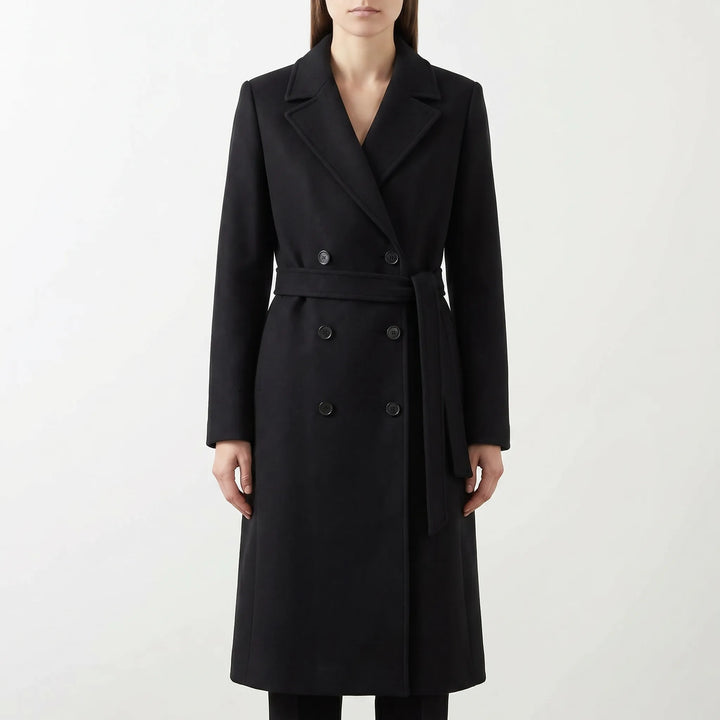 BeltrovaDouble-Breasted Belted Long Coat