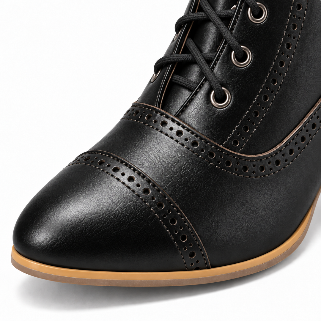 Damskie sznurowane botki w stylu retro – vintage botki na obcasie