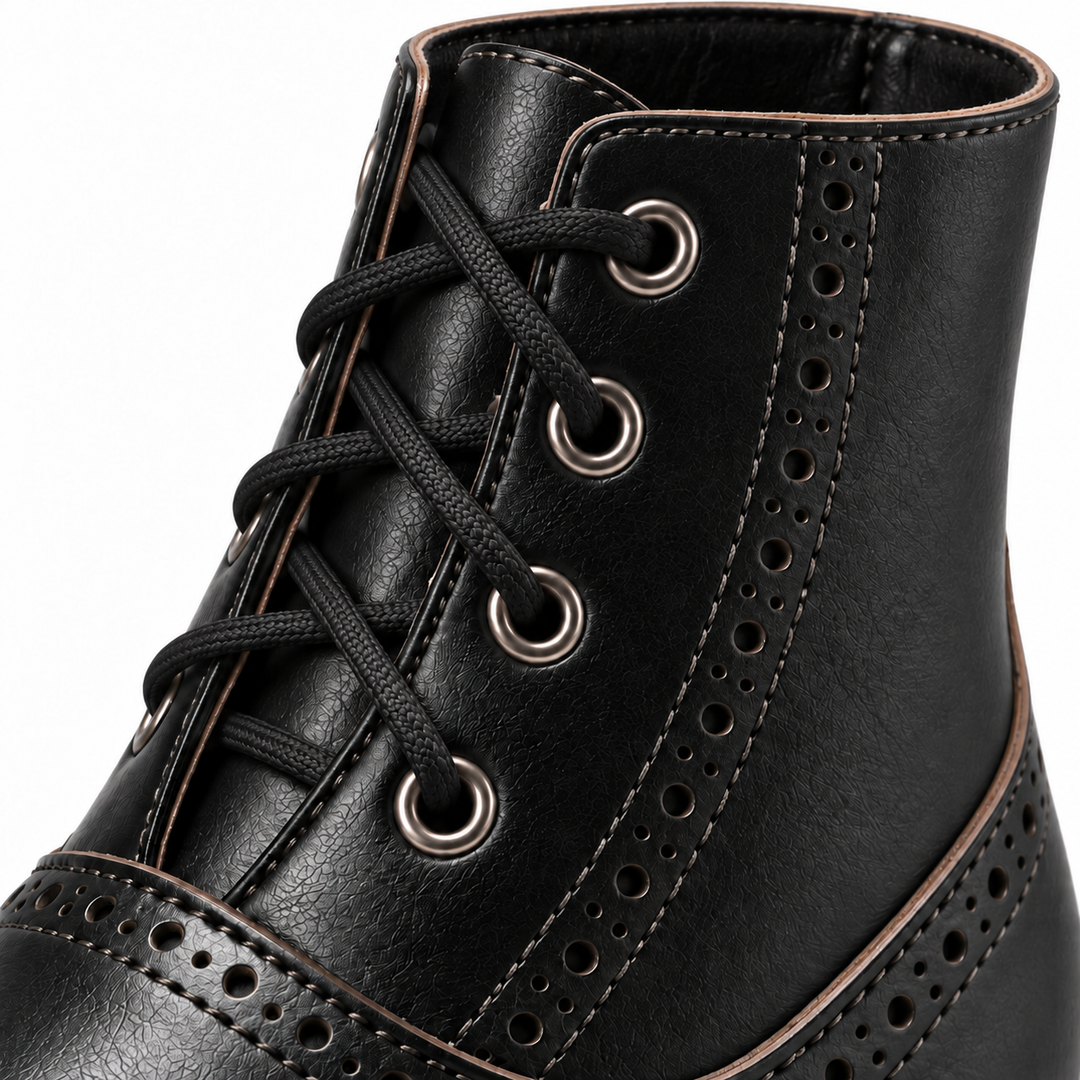 Damskie sznurowane botki w stylu retro – vintage botki na obcasie
