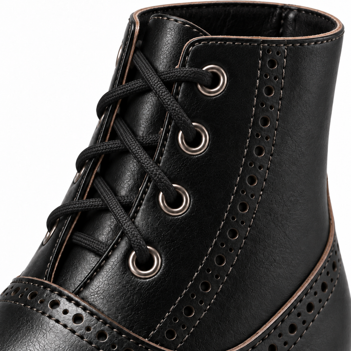 Damskie sznurowane botki w stylu retro – vintage botki na obcasie