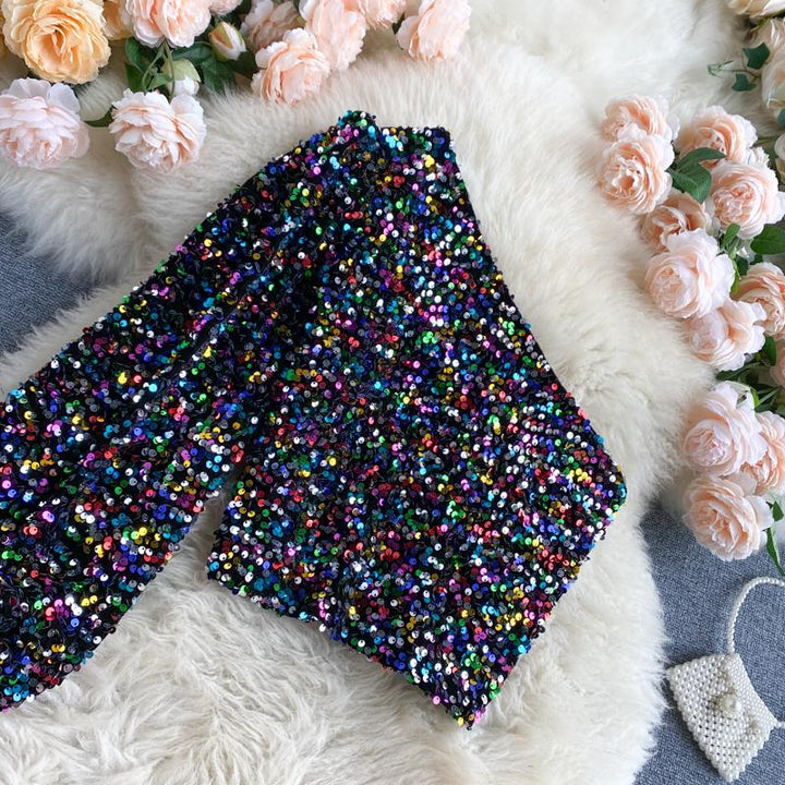 Fleur – Brokatowy Top Jedno-Ramie | Zachwycaj z Elegancją