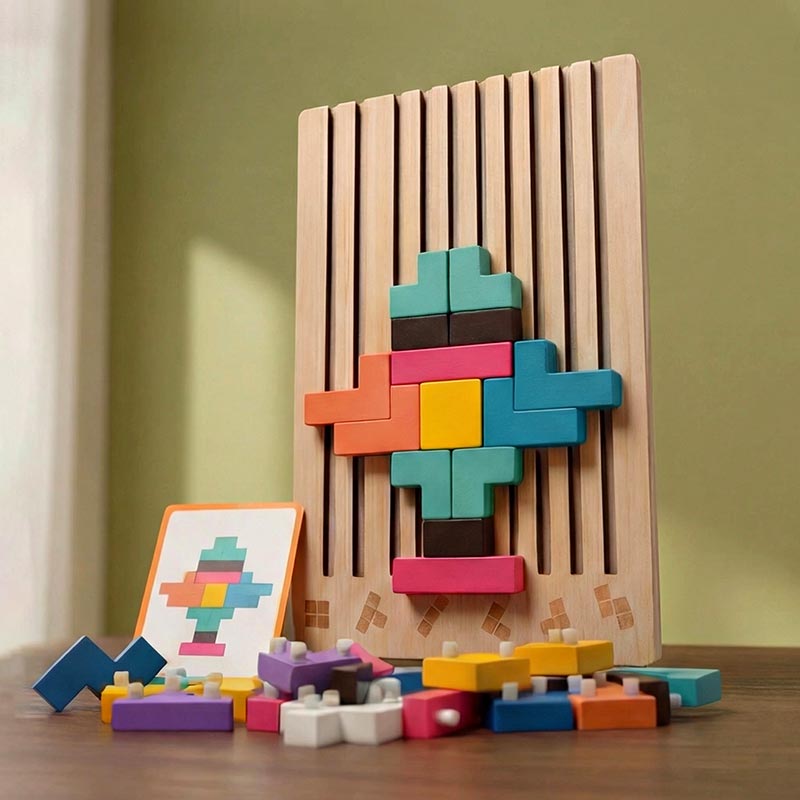 Drewniana gra logiczna Tetris - łamigłówka, która rośnie razem z twoim dzieckiem