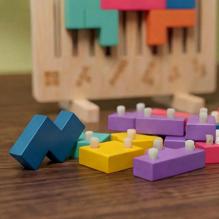 Drewniana gra logiczna Tetris - łamigłówka, która rośnie razem z twoim dzieckiem